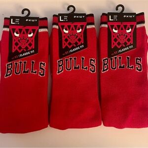 New PKWY Chicago Bulls Crew Socks 3 Pair